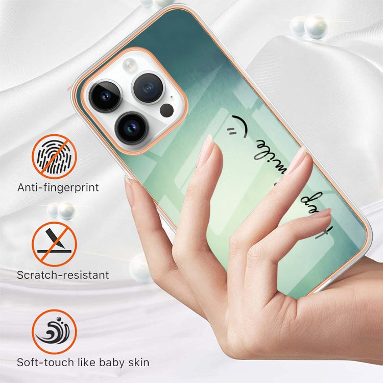 For iPhone 16 Pro Electroplating Marble Dual-side IMD Phone Case(Smile)