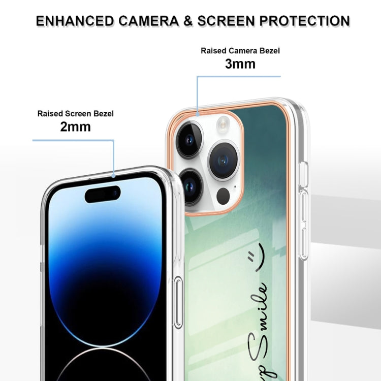 For iPhone 16 Pro Electroplating Marble Dual-side IMD Phone Case(Smile)