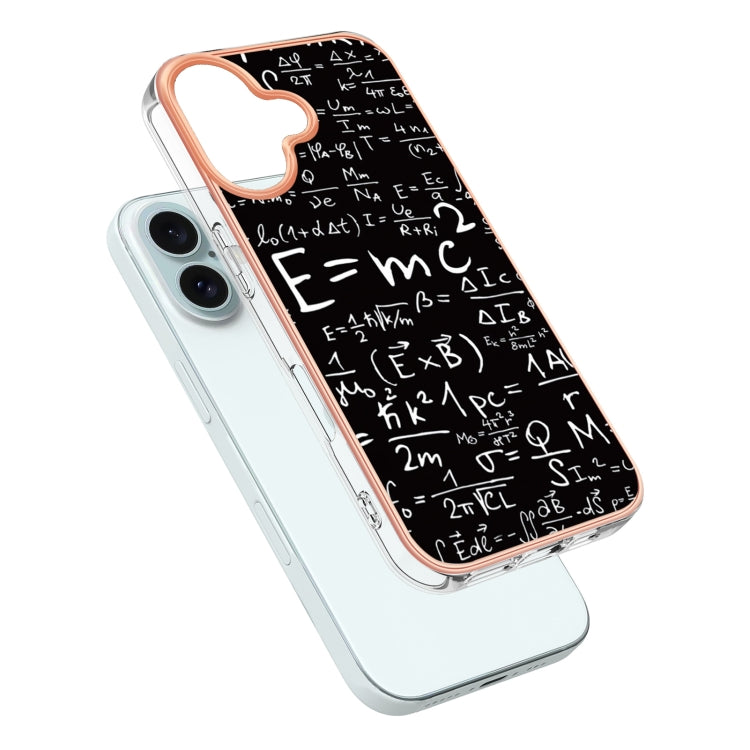 For iPhone 16 Plus Electroplating Marble Dual-side IMD Phone Case(Equation)