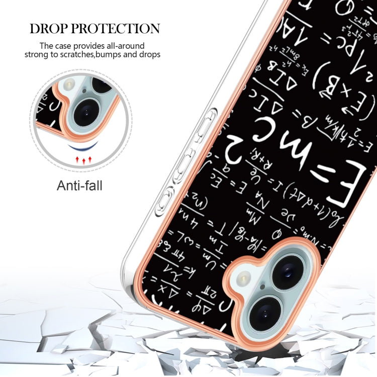 For iPhone 16 Plus Electroplating Marble Dual-side IMD Phone Case(Equation)