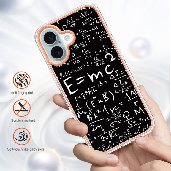 For iPhone 16 Plus Electroplating Marble Dual-side IMD Phone Case(Equation)