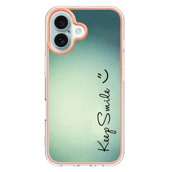 For iPhone 16 Electroplating Marble Dual-side IMD Phone Case(Smile)