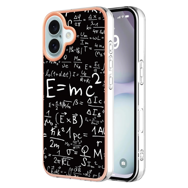 For iPhone 16 Electroplating Marble Dual-side IMD Phone Case(Equation)