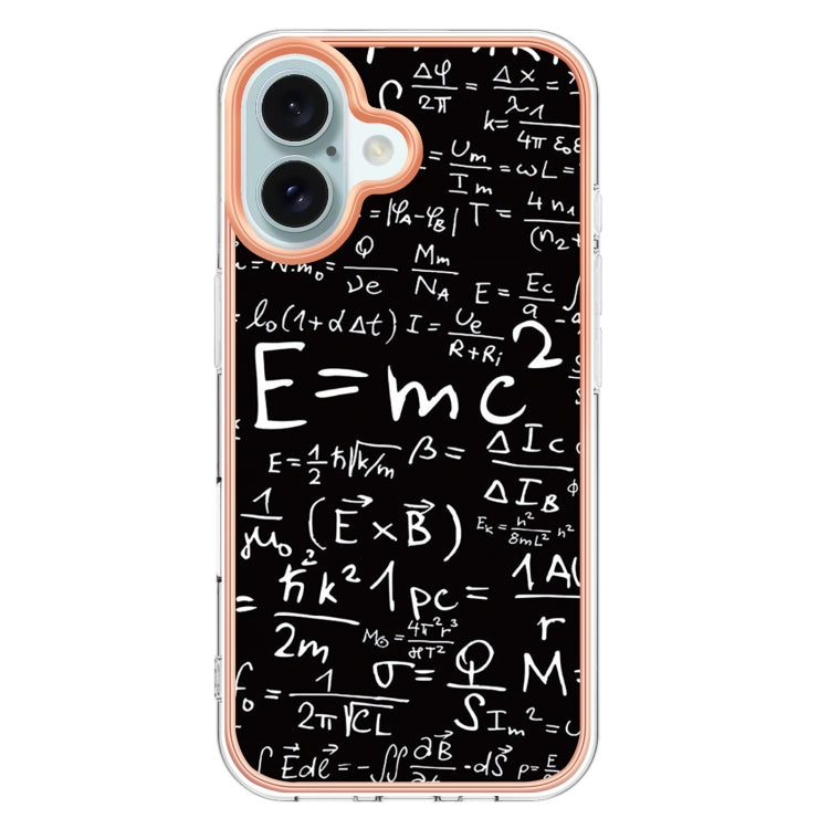 For iPhone 16 Electroplating Marble Dual-side IMD Phone Case(Equation)