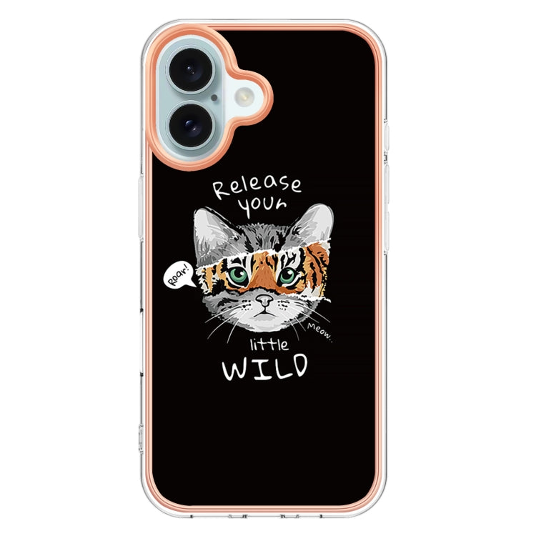 For iPhone 16 Electroplating Marble Dual-side IMD Phone Case(Natural Growth)
