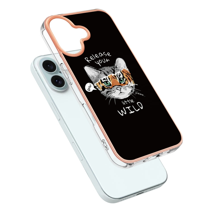 For iPhone 16 Electroplating Marble Dual-side IMD Phone Case(Natural Growth)