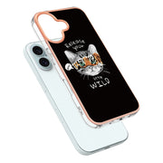 For iPhone 16 Electroplating Marble Dual-side IMD Phone Case(Natural Growth)