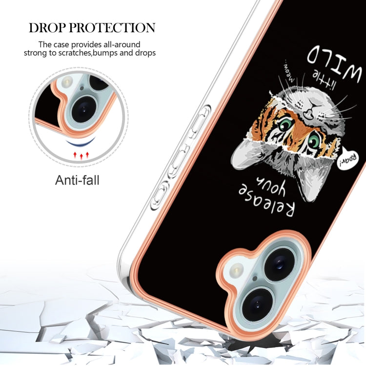 For iPhone 16 Electroplating Marble Dual-side IMD Phone Case(Natural Growth)