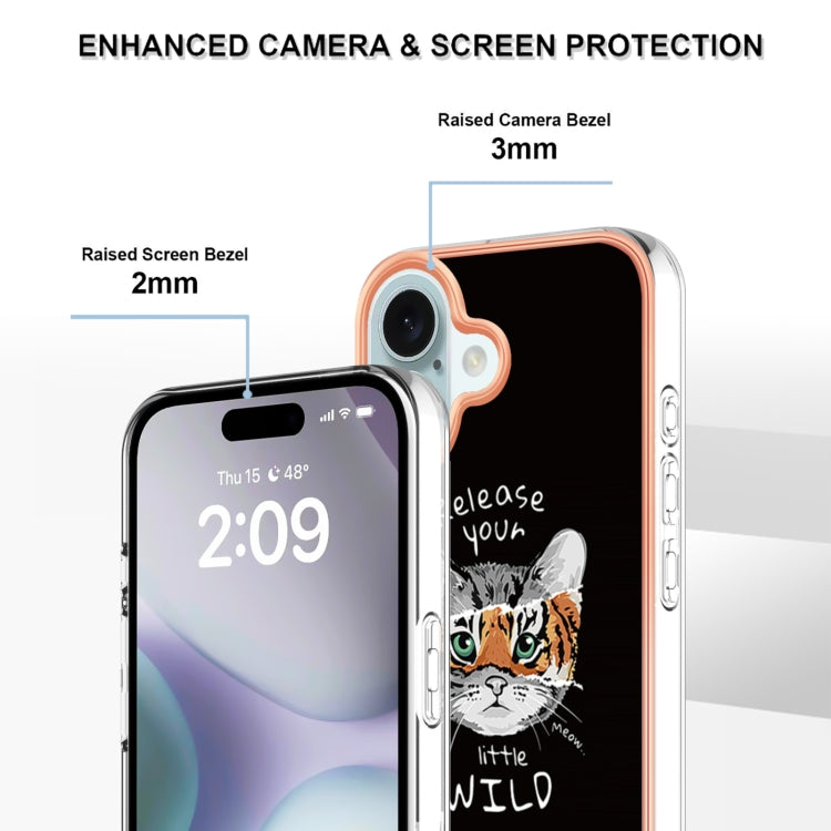 For iPhone 16 Electroplating Marble Dual-side IMD Phone Case(Natural Growth)