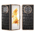 For Huawei Mate X3 Electroplating Crocodile Texture Genuine Leather Phone Case(Black) - Huawei Cases by PMC TechLife | Online Shopping South Africa | PMC TechLife | Buy Now Pay Later Mobicred