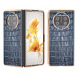 For Huawei Mate X3 Electroplating Crocodile Texture Genuine Leather Phone Case(Blue) - Huawei Cases by PMC TechLife | Online Shopping South Africa | PMC TechLife | Buy Now Pay Later Mobicred