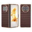 For Huawei Mate X3 Electroplating Crocodile Texture Genuine Leather Phone Case(Brown) - Huawei Cases by PMC TechLife | Online Shopping South Africa | PMC TechLife | Buy Now Pay Later Mobicred
