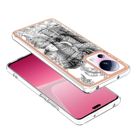 For Xiaomi 13 Lite 5G Electroplating Marble Dual-side IMD Phone Case(Totem Elephant)