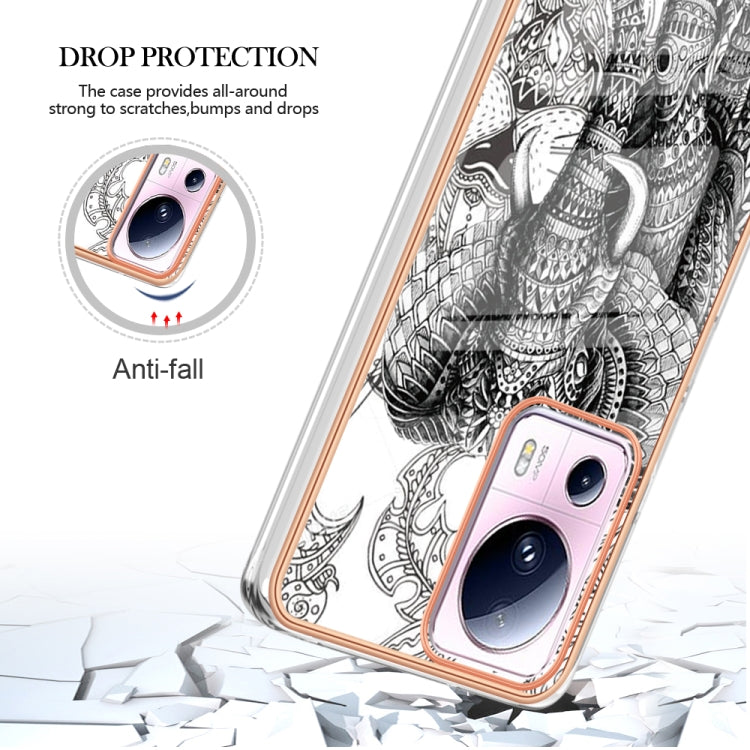 For Xiaomi 13 Lite 5G Electroplating Marble Dual-side IMD Phone Case(Totem Elephant)