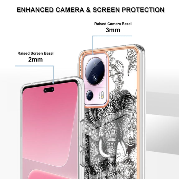 For Xiaomi 13 Lite 5G Electroplating Marble Dual-side IMD Phone Case(Totem Elephant)