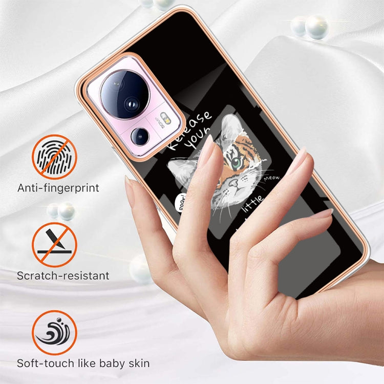 For Xiaomi 13 Lite 5G Electroplating Marble Dual-side IMD Phone Case(Natural Growth)