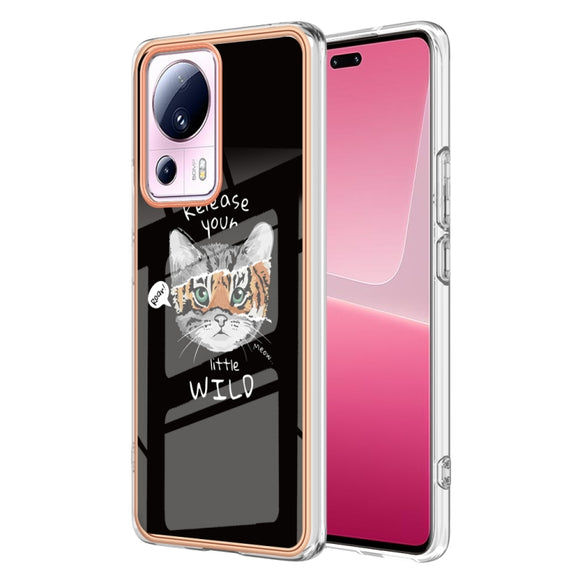 For Xiaomi 13 Lite 5G Electroplating Marble Dual-side IMD Phone Case(Natural Growth)