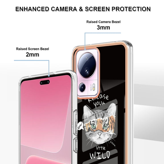 For Xiaomi 13 Lite 5G Electroplating Marble Dual-side IMD Phone Case(Natural Growth)