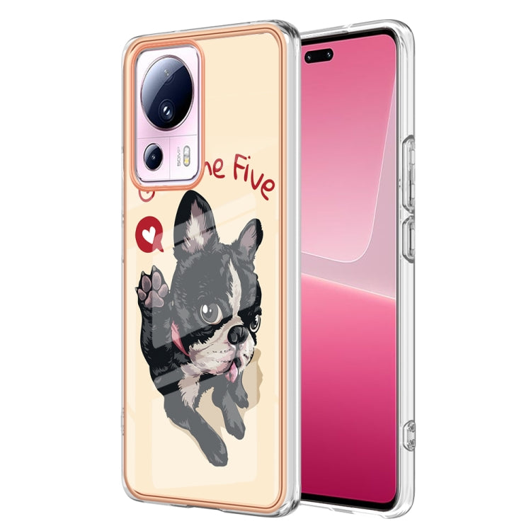 For Xiaomi 13 Lite 5G Electroplating Marble Dual-side IMD Phone Case(Lucky Dog)