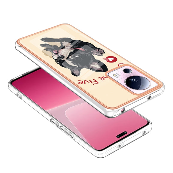 For Xiaomi 13 Lite 5G Electroplating Marble Dual-side IMD Phone Case(Lucky Dog)