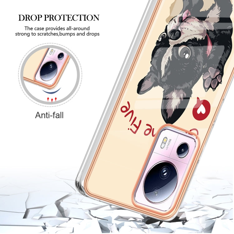 For Xiaomi 13 Lite 5G Electroplating Marble Dual-side IMD Phone Case(Lucky Dog)