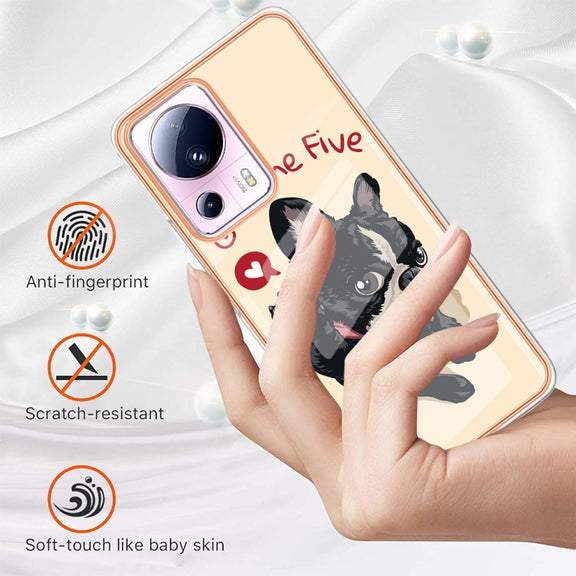 For Xiaomi 13 Lite 5G Electroplating Marble Dual-side IMD Phone Case(Lucky Dog)