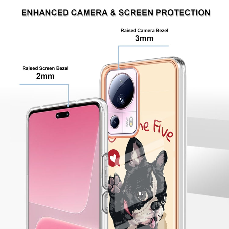 For Xiaomi 13 Lite 5G Electroplating Marble Dual-side IMD Phone Case(Lucky Dog)