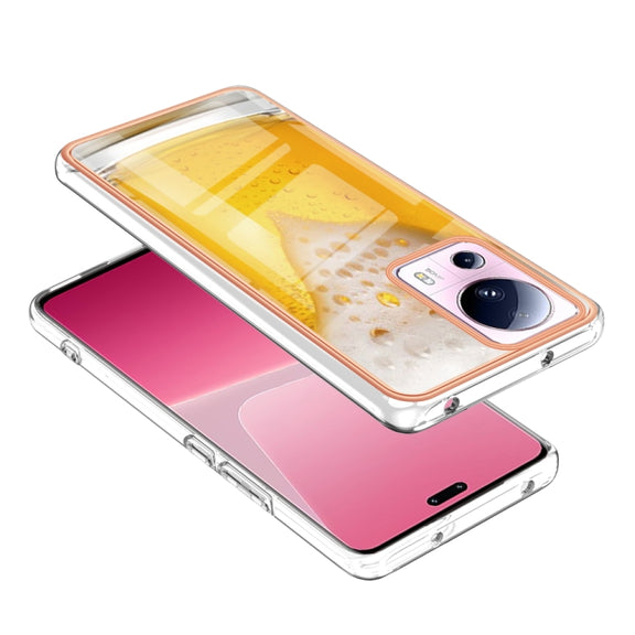 For Xiaomi 13 Lite 5G Electroplating Marble Dual-side IMD Phone Case(Draft Beer)