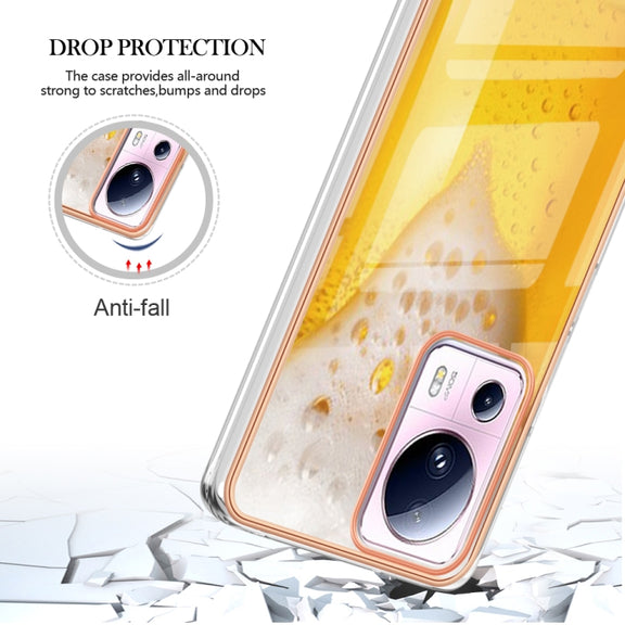 For Xiaomi 13 Lite 5G Electroplating Marble Dual-side IMD Phone Case(Draft Beer)
