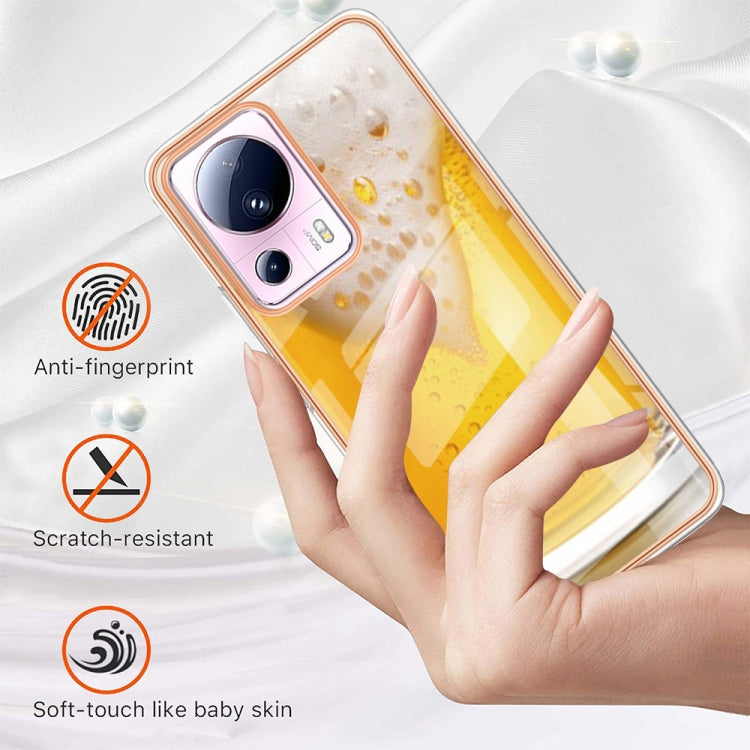 For Xiaomi 13 Lite 5G Electroplating Marble Dual-side IMD Phone Case(Draft Beer)