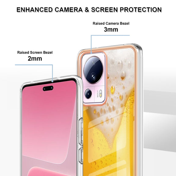 For Xiaomi 13 Lite 5G Electroplating Marble Dual-side IMD Phone Case(Draft Beer)