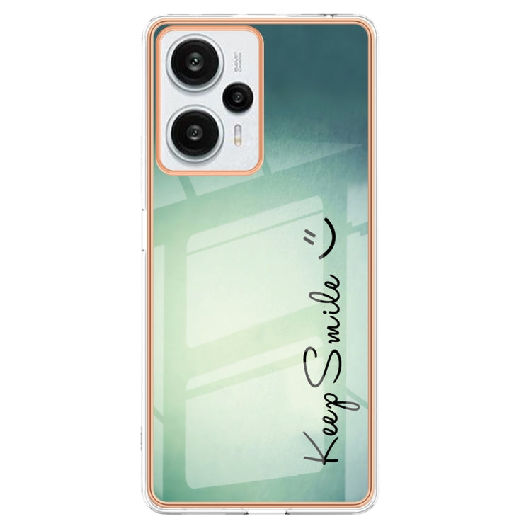 For Xiaomi Poco F5 / Redmi Note 12 Turbo Electroplating Marble Dual-side IMD Phone Case(Smile)