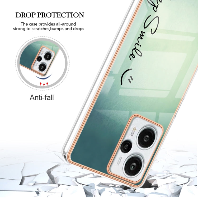 For Xiaomi Poco F5 / Redmi Note 12 Turbo Electroplating Marble Dual-side IMD Phone Case(Smile)