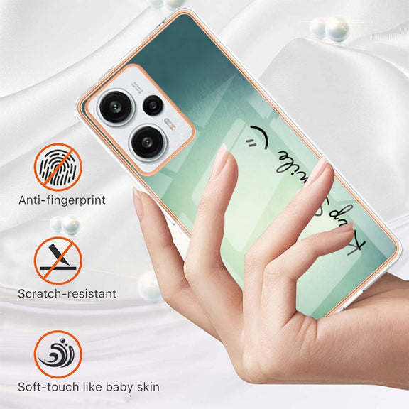 For Xiaomi Poco F5 / Redmi Note 12 Turbo Electroplating Marble Dual-side IMD Phone Case(Smile)