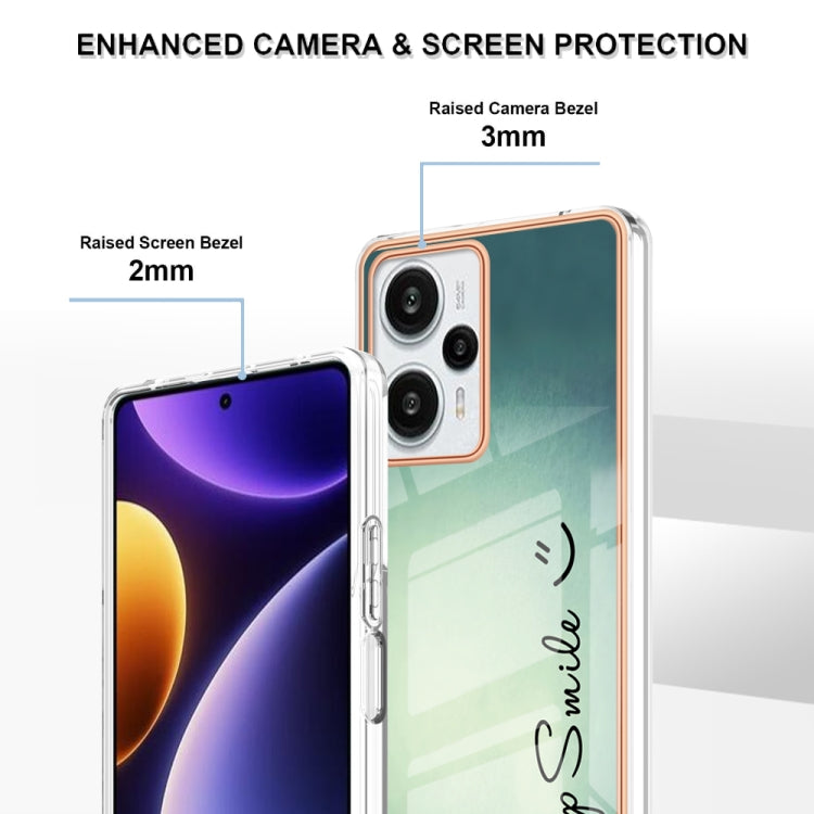 For Xiaomi Poco F5 / Redmi Note 12 Turbo Electroplating Marble Dual-side IMD Phone Case(Smile)