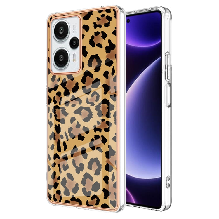 For Xiaomi Poco F5 / Redmi Note 12 Turbo Electroplating Marble Dual-side IMD Phone Case(Leopard Print)