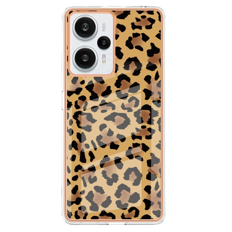 For Xiaomi Poco F5 / Redmi Note 12 Turbo Electroplating Marble Dual-side IMD Phone Case(Leopard Print)