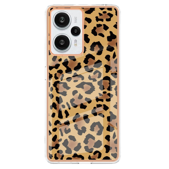 For Xiaomi Poco F5 / Redmi Note 12 Turbo Electroplating Marble Dual-side IMD Phone Case(Leopard Print)