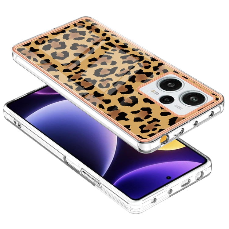 For Xiaomi Poco F5 / Redmi Note 12 Turbo Electroplating Marble Dual-side IMD Phone Case(Leopard Print)
