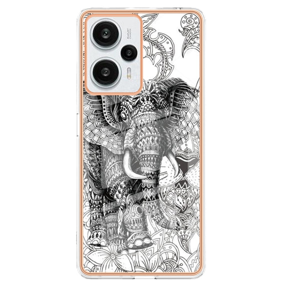 For Xiaomi Poco F5 / Redmi Note 12 Turbo Electroplating Marble Dual-side IMD Phone Case(Totem Elephant)