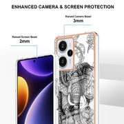 For Xiaomi Poco F5 / Redmi Note 12 Turbo Electroplating Marble Dual-side IMD Phone Case(Totem Elephant)