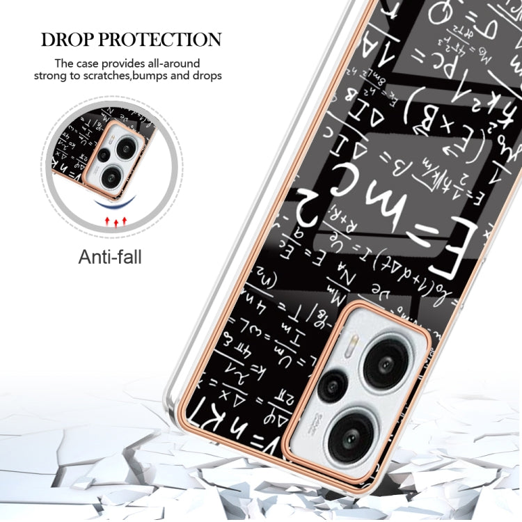 For Xiaomi Poco F5 / Redmi Note 12 Turbo Electroplating Marble Dual-side IMD Phone Case(Equation)