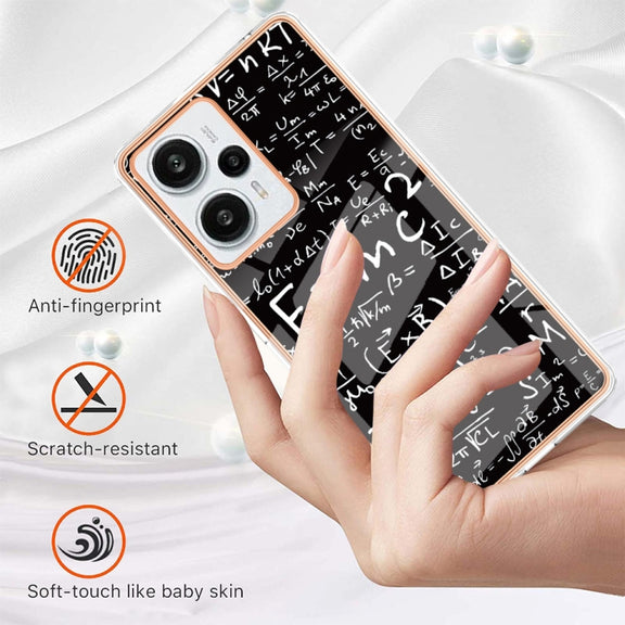 For Xiaomi Poco F5 / Redmi Note 12 Turbo Electroplating Marble Dual-side IMD Phone Case(Equation)