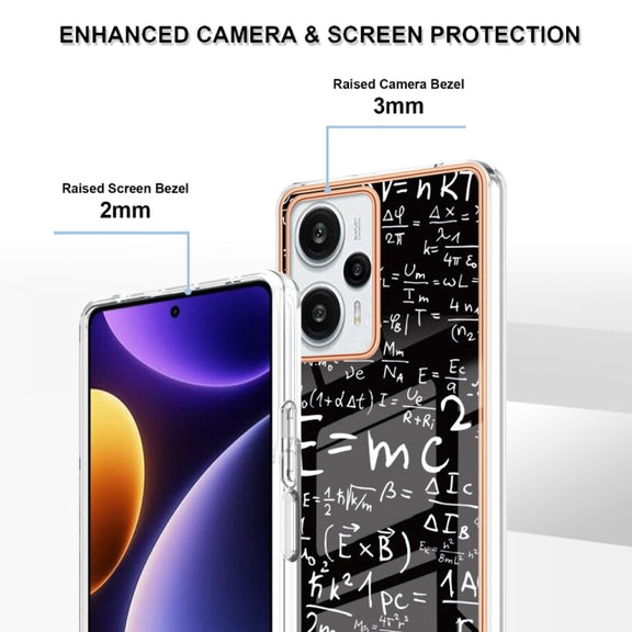 For Xiaomi Poco F5 / Redmi Note 12 Turbo Electroplating Marble Dual-side IMD Phone Case(Equation)