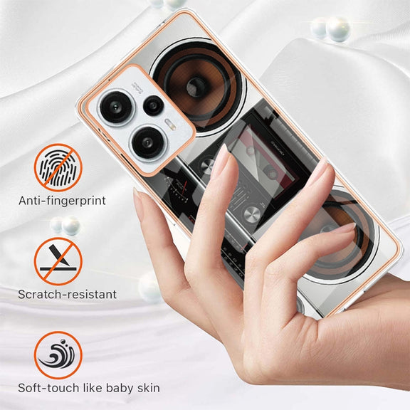 For Xiaomi Poco F5 / Redmi Note 12 Turbo Electroplating Marble Dual-side IMD Phone Case(Retro Radio)
