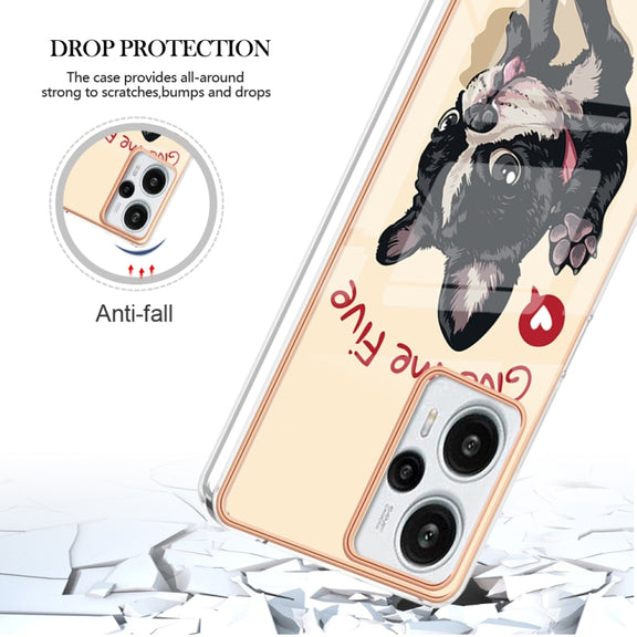 For Xiaomi Poco F5 / Redmi Note 12 Turbo Electroplating Marble Dual-side IMD Phone Case(Lucky Dog)
