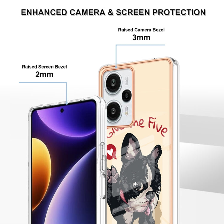 For Xiaomi Poco F5 / Redmi Note 12 Turbo Electroplating Marble Dual-side IMD Phone Case(Lucky Dog)