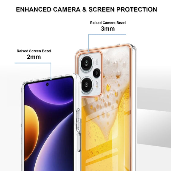For Xiaomi Poco F5 / Redmi Note 12 Turbo Electroplating Marble Dual-side IMD Phone Case(Draft Beer)