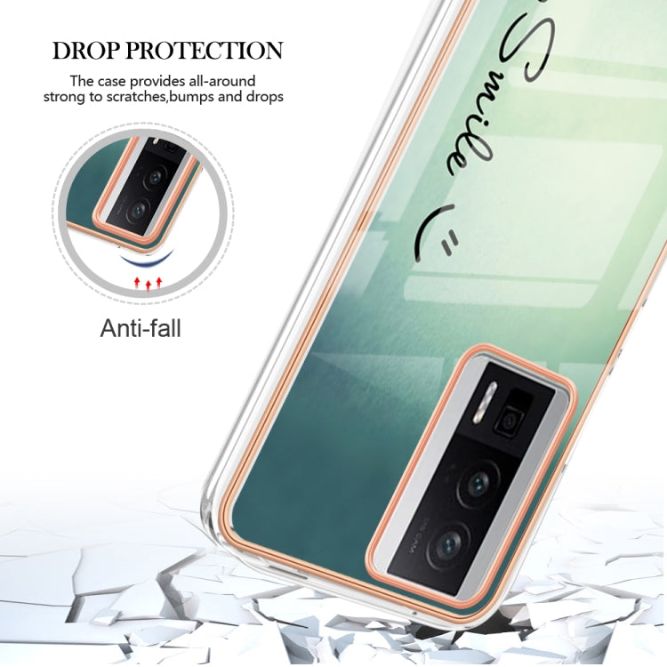 For Xiaomi Poco F5 Pro 5G / Redmi K60 Electroplating Marble Dual-side IMD Phone Case(Smile)