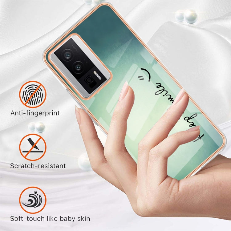 For Xiaomi Poco F5 Pro 5G / Redmi K60 Electroplating Marble Dual-side IMD Phone Case(Smile)